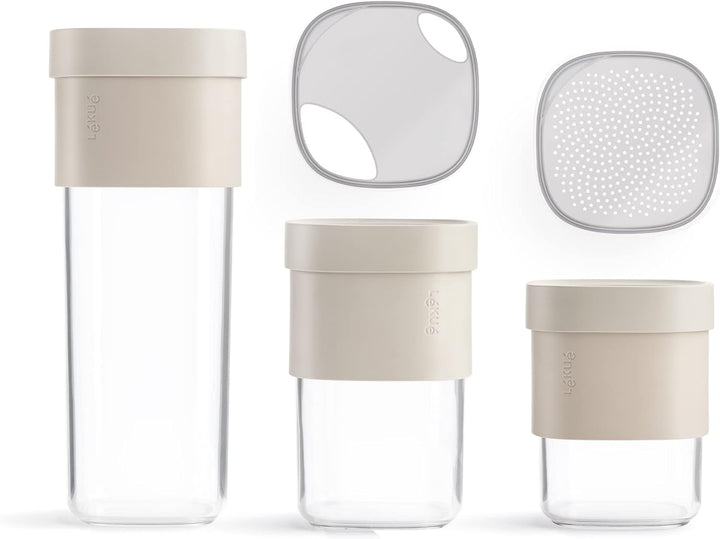 Lékué Vorratsdosen Flip Storage Set, Grau, LM Set L/M Grau, Set L/M Grau