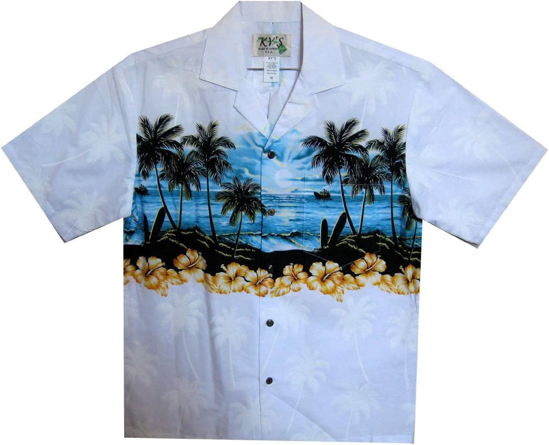 KY's Hawaiihemd Hawaiishirt original Made in Hawaii XXL Weiss Weiss, XXL Weiss Weiss
