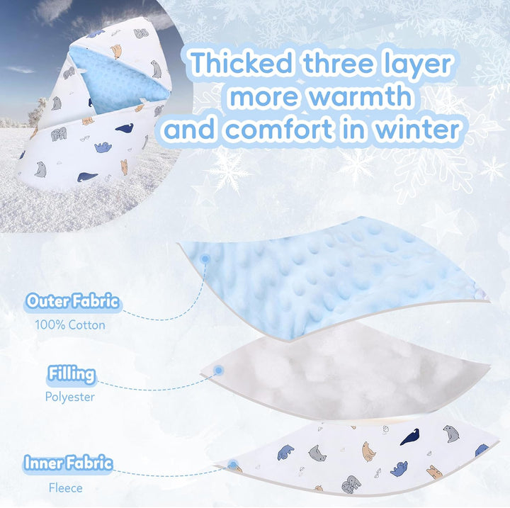 Baby Einschlagdecke 100% Baumwolle, Universal Einschlagdecke Babyschale 90 x 90cm, Herbst-Winter-Bab