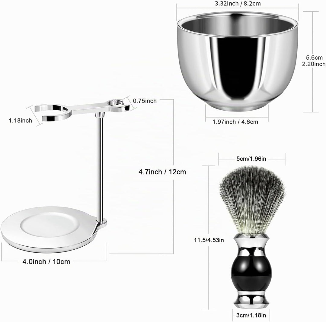 GRUTTI 3 in 1 Premium Rasierpinsel-Set, Sicherheits-Rasierhalter, Pinselhalter, Rasierpinsel aus Dac