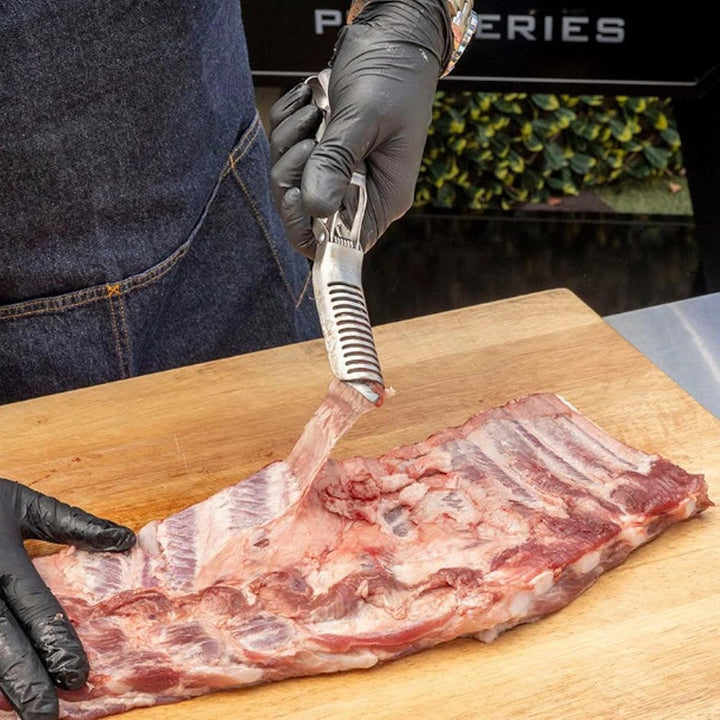 Edelstahl Werkzeugkit zum Entfernen der Rippenmembran Rib Prep Pro Rib Membrane Removal Tool für die