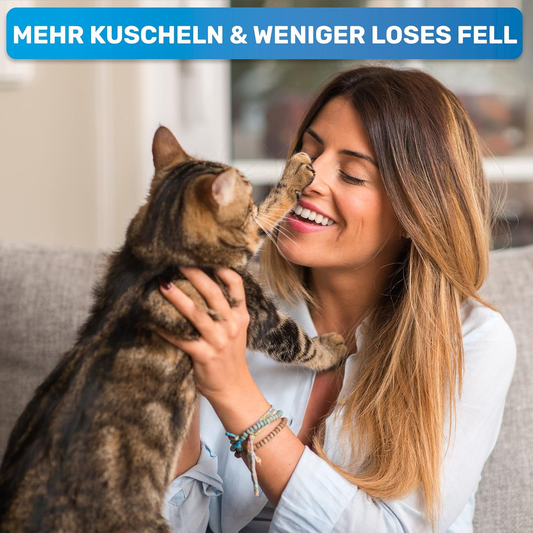 BluePet Katzenbürste & Hundebürste Kurzhaar zum Entfernen von losem Fell & Unterwolle I Bis zu 90% w