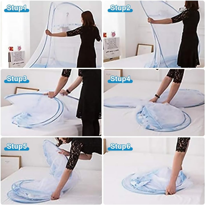 mizikuu Moskitonetz Bett, Pop up Doppeltür Moskitozelt 150 * 200cm Tragbare Faltbares Bett-Moskitone
