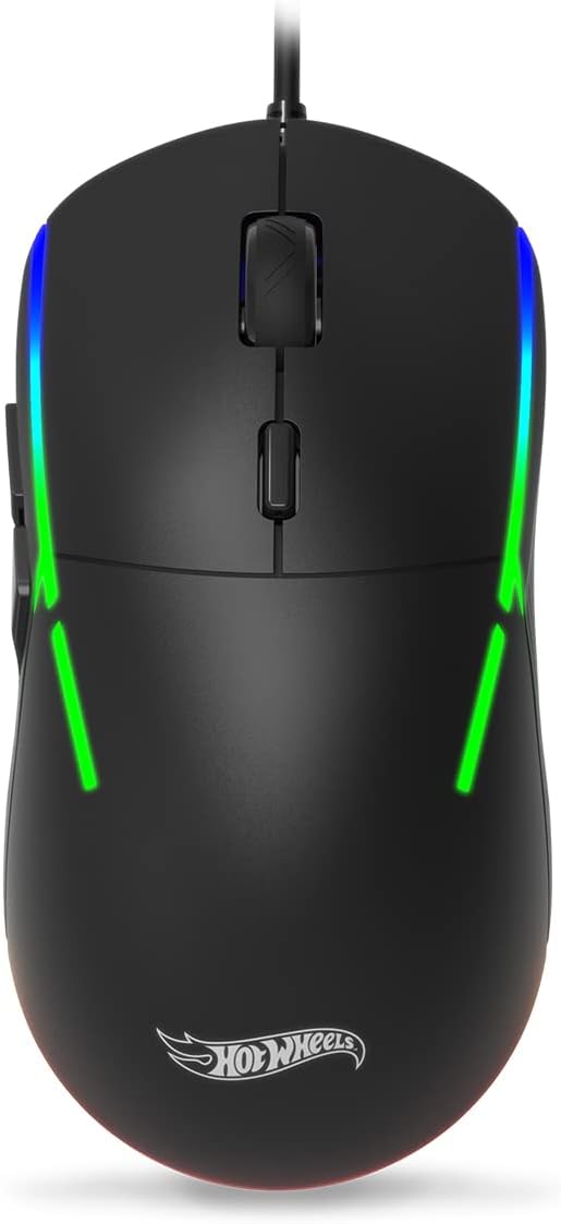 KROM Maus und -Mausunterlage Hot Wheels Edition Kustom - LED RGB Membrantastatur, Maus optischem Sen