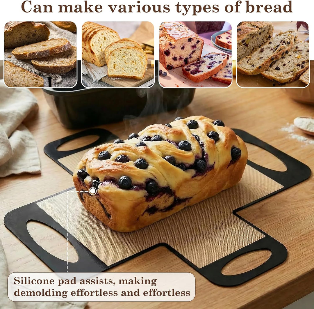 2 Stück Brotbackform Kasten, Karbonstahl Kastenform Brot 25x15x6cm mit 2 Backmatte, BPA-frei Antihaf