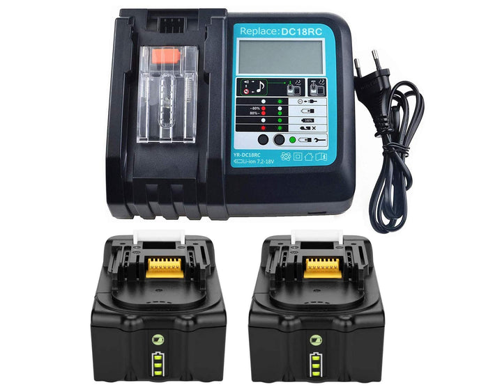 2 Stück 18V 5.0Ah Akku mit Ladegerät Ersatz für Makita BL1850 BL1830 BL1840 BL1860 18 Volt LXT Werkz