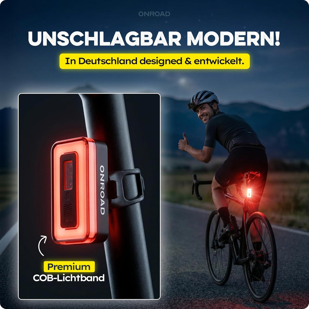 LED Fahrradlicht Vorne &amp; Hinten - Fahrradlicht Set XENOX mit Bremslicht, Automatischer Lichtanpassun