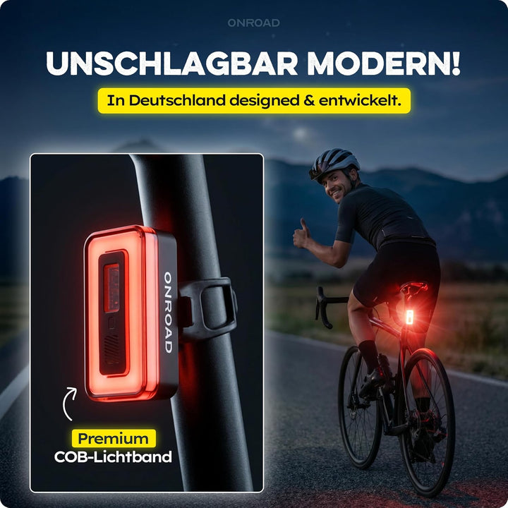 LED Fahrradlicht Vorne &amp; Hinten - Fahrradlicht Set XENOX mit Bremslicht, Automatischer Lichtanpassun
