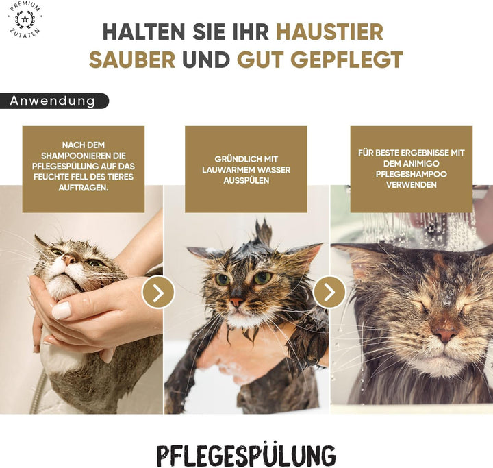 animigo Conditioner für Hunde & Katzen - 500ml Spülung - Mit Kokosöl & Avocadoöl - Für Langhaar & Ku