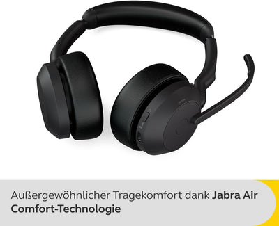 Jabra Evolve2 55 - schnurloses Stereo-Headset mit Ladestation und Jabra Air Comfort - Mikrofone mit