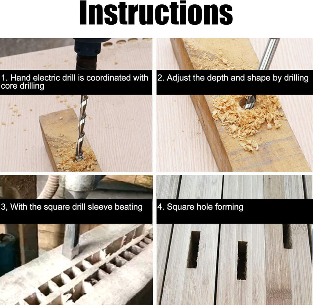 20mm Vierkantlochbohrer Holzbearbeitung Lager Stahl Holz Einsteckmeissel Lochbohrwerkzeug Bit Set