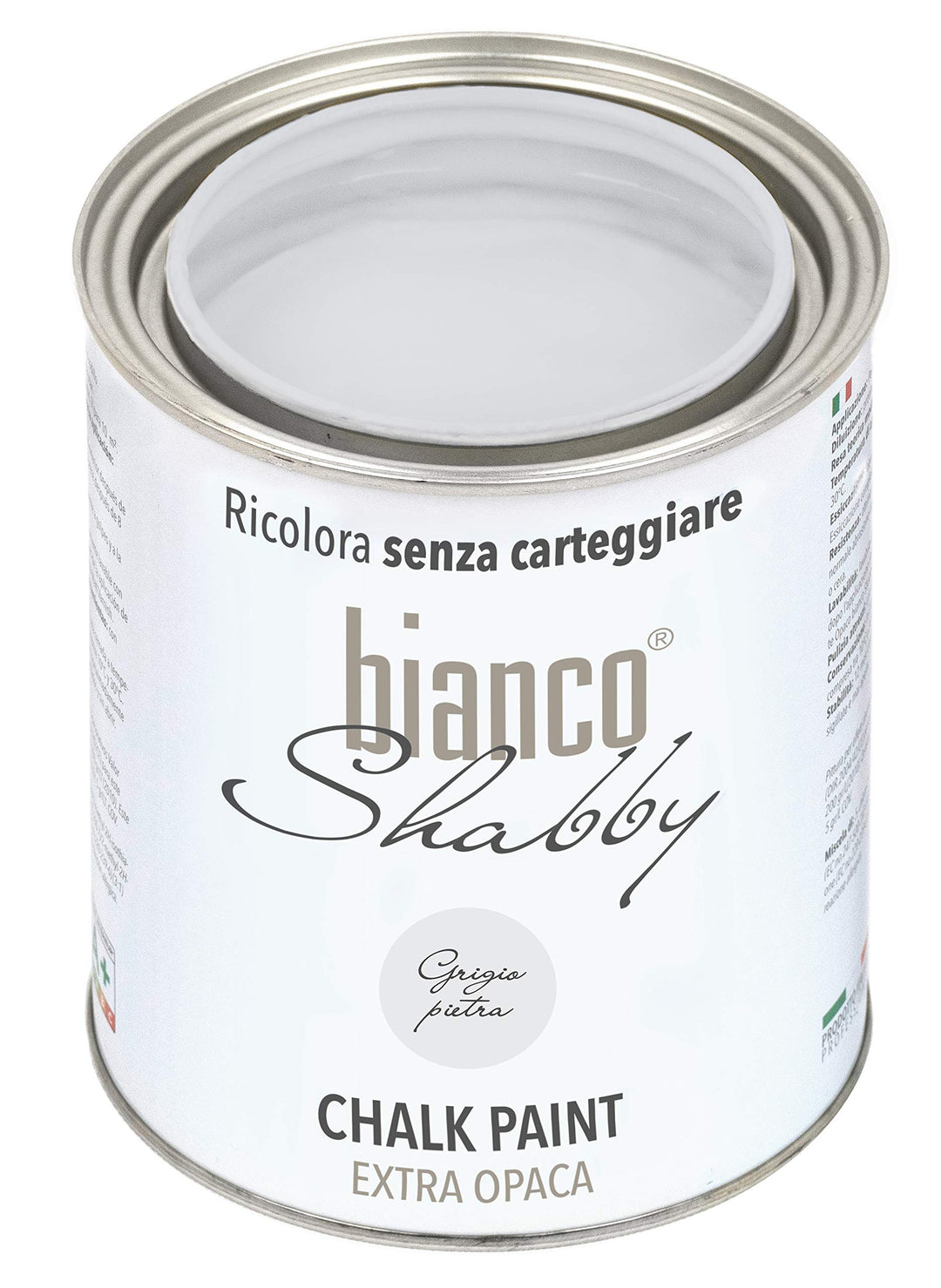 bianco Shabby® Grigio Pietra Kreidefarbe Wasserbasis für Alle Oberflächen einfach zu verarbeiten ohn