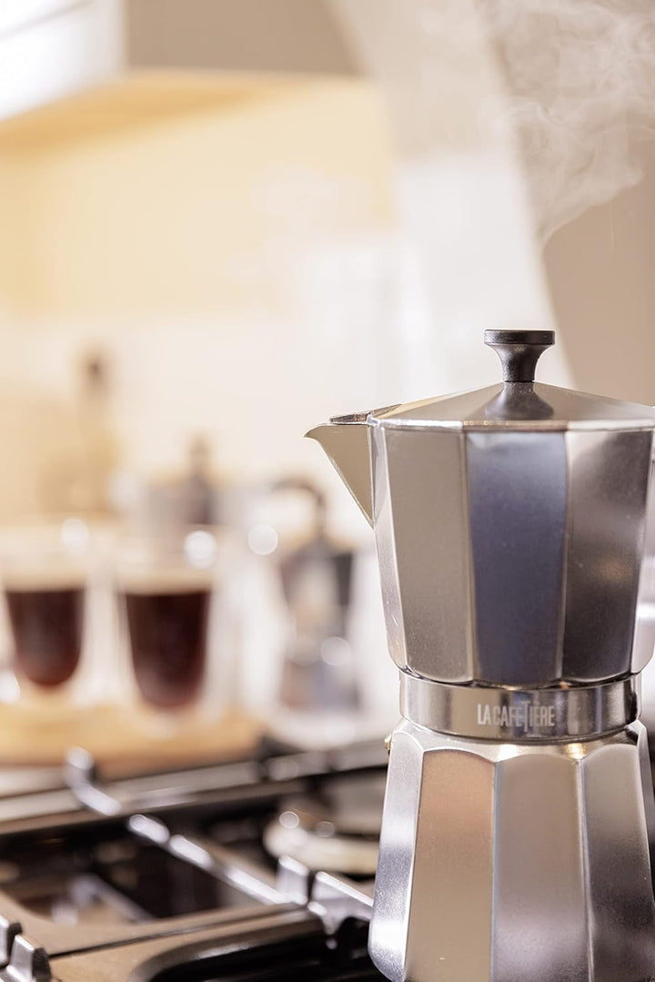 La Cafetière Venice Espressokocher, Aluminium Silberfarben Six Cup, Silberfarben Six Cup