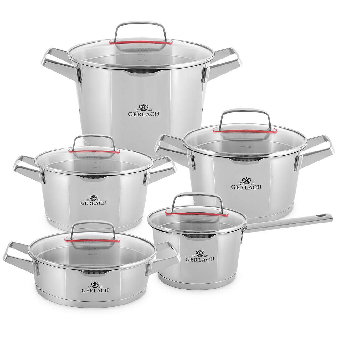 Gerlach Superior Topf-Set Edelstahl Kochtopf-Set Induktion Induktionstöpfe-Set Töpfe-Set Induktionsg
