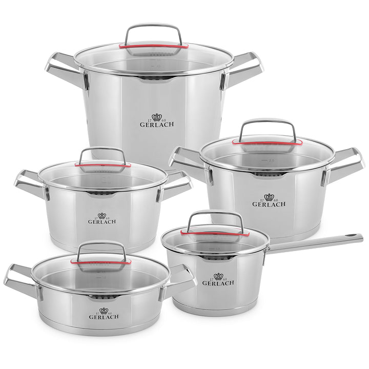 Gerlach Superior Topf-Set Edelstahl Kochtopf-Set Induktion Induktionstöpfe-Set Töpfe-Set Induktionsg