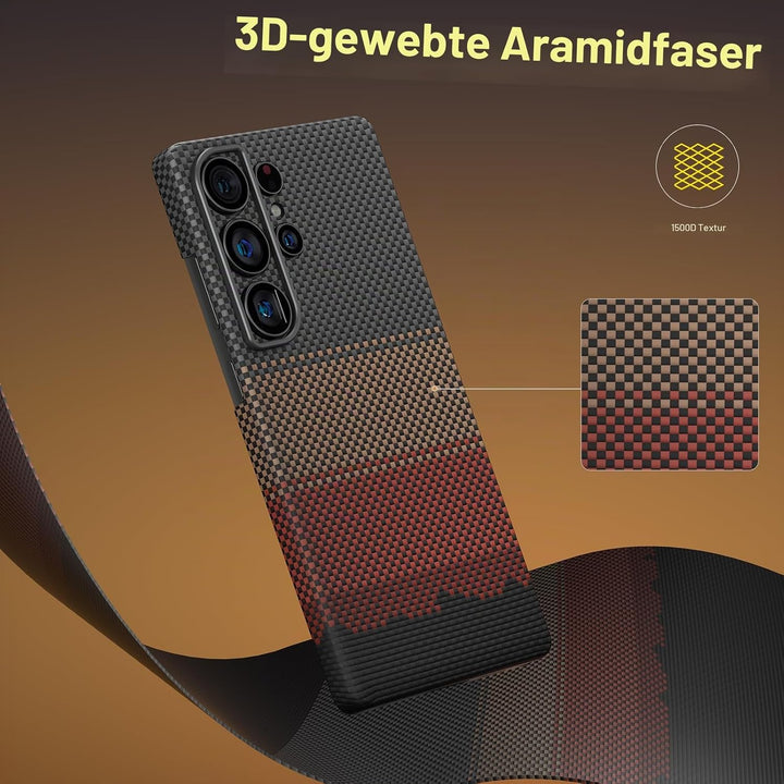 memumi Magnetische Carbon Hülle für Galaxy S25 Ultra,Ultradünne Handyhülle, Hülle aus echter Aramidf