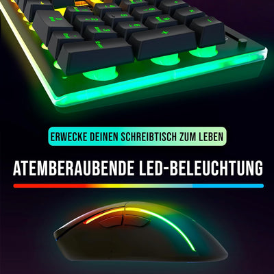 KLIM Thunder Wireless Gaming Keyboard und Maus Combo - New 2023 - Wireless Backlit Tastatur mit lang