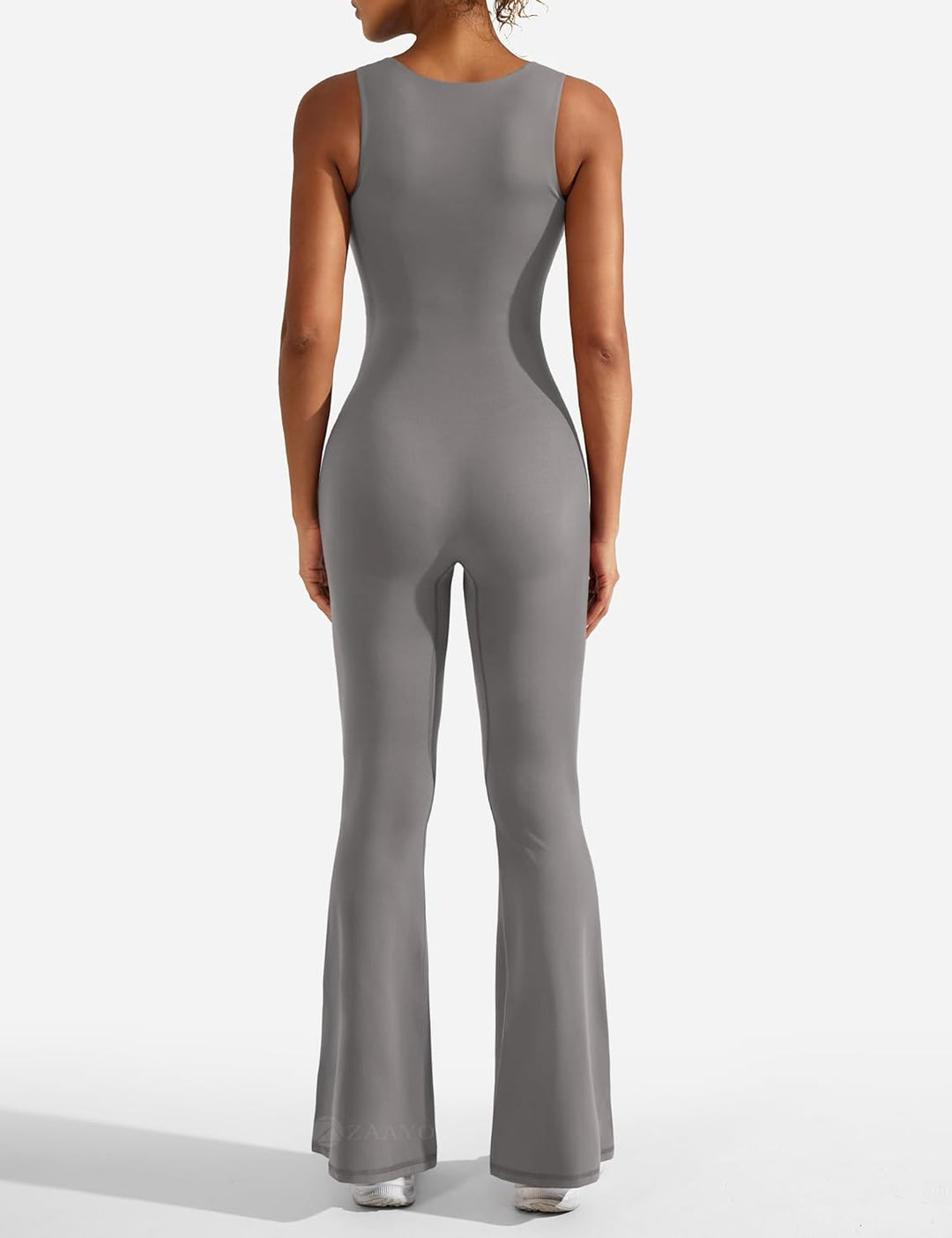 Damen Flared Jumpsuit Tight Scrunch Butt Overalls Lang Ärmelloser Sport rückenfrei Jumpsuit Yoga Bod