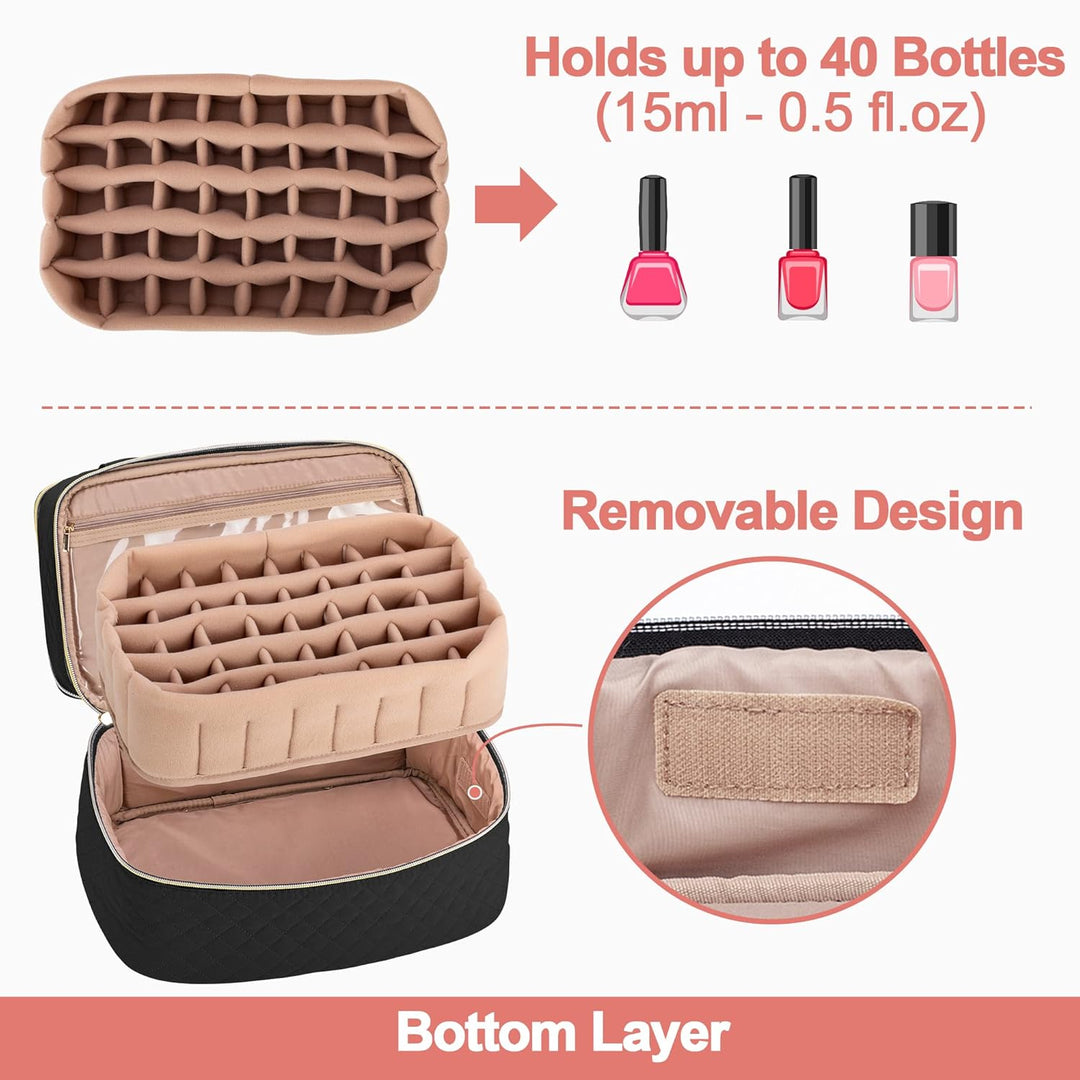 Yarwo Nagellack-Organizer, Reisetasche für Nagellack für 50 Flaschen (15 ml - 0,5 fl.oz) und UV-Nage