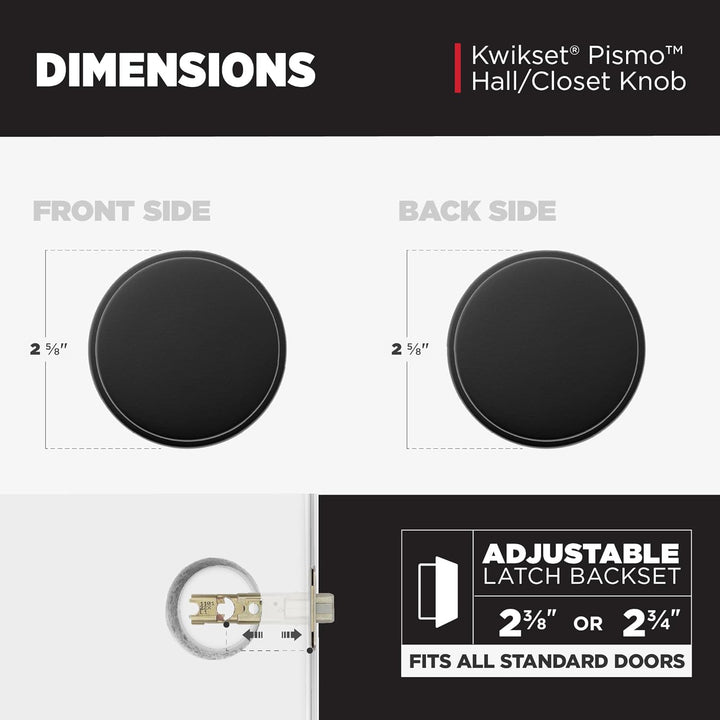 Kwikset 97200-892 Pismo Türknauf, rund, mattschwarz Matte Black Durchgang, Matte Black Durchgang
