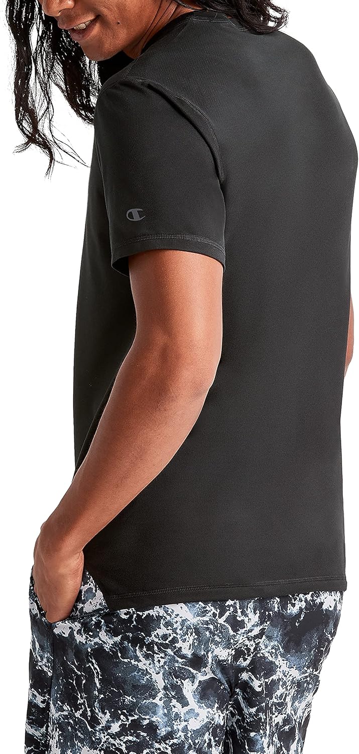 Champion Herren MVP Mesh Logo Graphic Tee Feuchtigkeitsableitendes T-Shirt S Schwarze Umrisskript, S