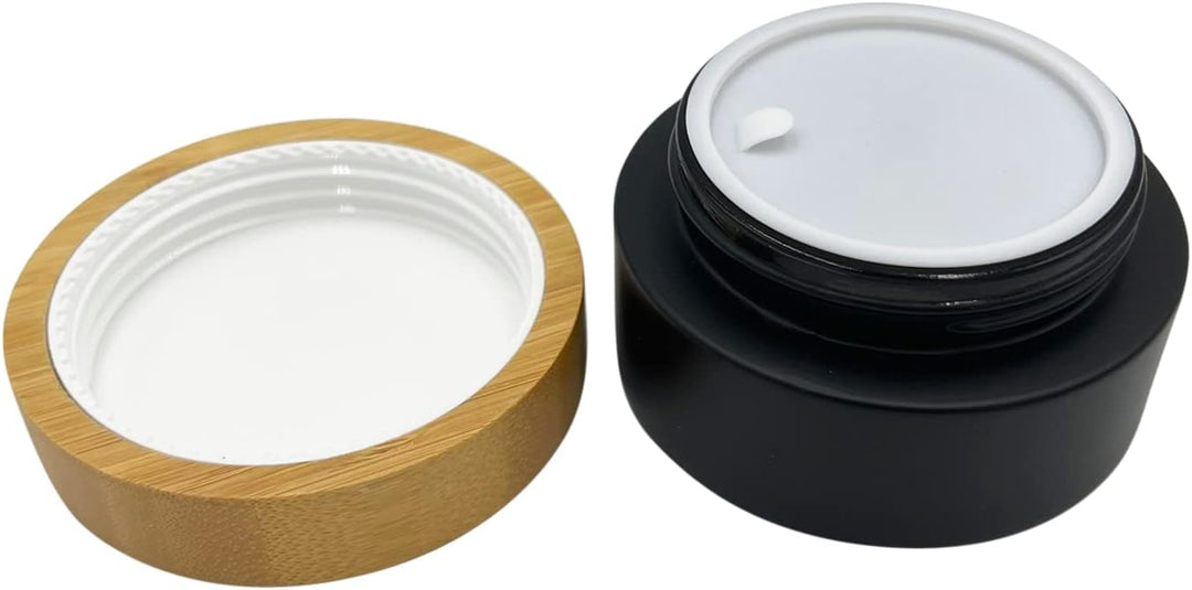 Wachsmann | Hochwertige Glastiegel mit Bambusdeckel | schwarz | Für nachhaltige DIY-Naturkosmetik |