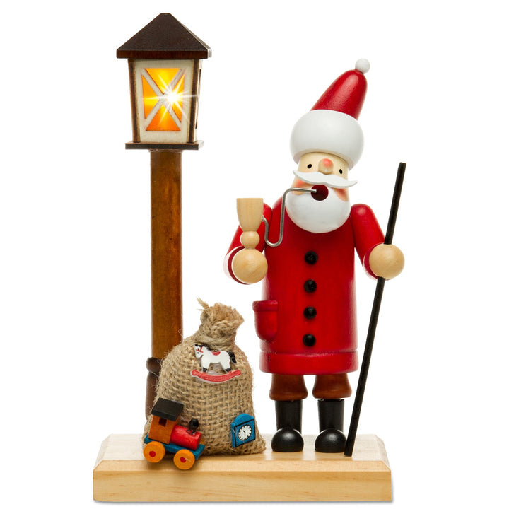 Sikora RM-A-LED Holz Räuchermännchen mit batteriebetriebener beleuchteter LED Laterne, Farbe/Modell: