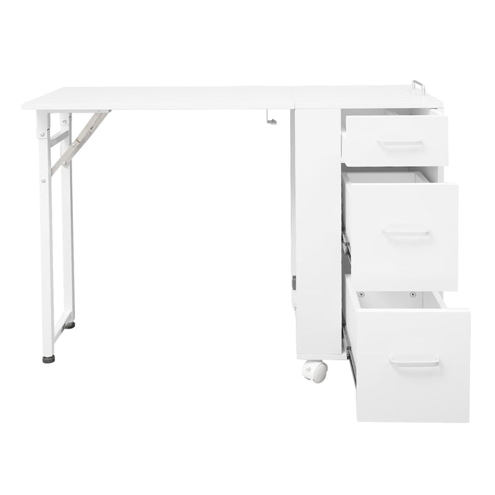 Faltbar Mobile Rolling Maniküre Tisch mit 3 Schubladen, Make-up-Koffer, Kosmetikkoffer, Werkbank mit