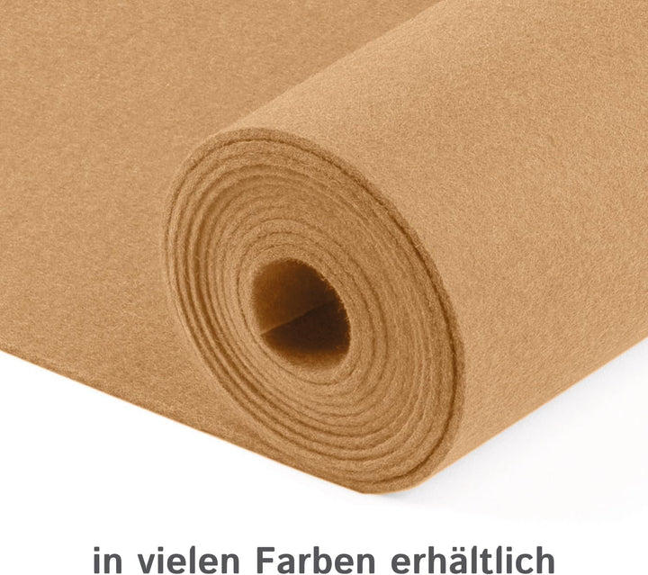Moderner Tischläufer aus Filz für den Herbst, beige (aus 100% Schafwolle), 150 x 30 cm, 5mm dick, mo