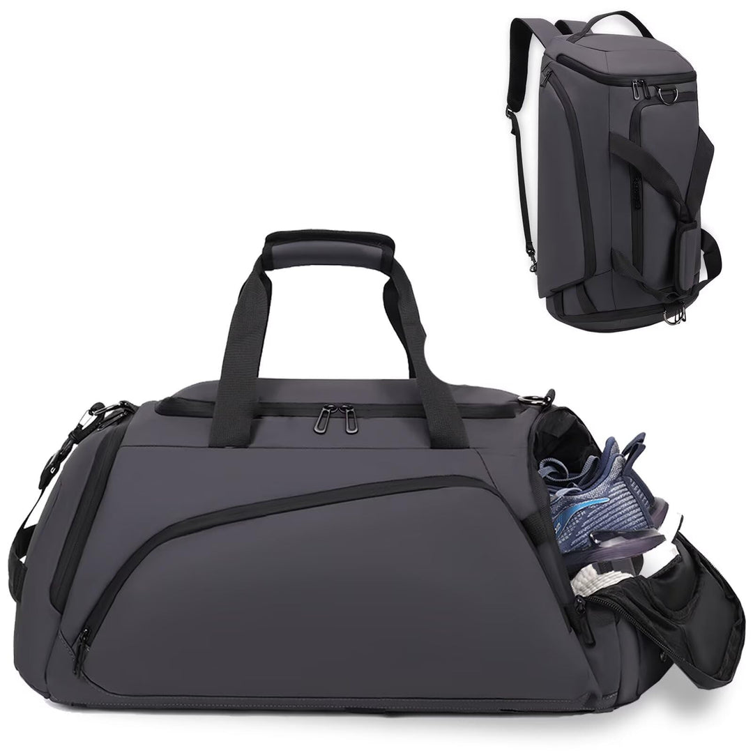 Sporttasche Herren mit Schuhfach Nassfach Gross 40L Reisetasche Rucksack Grau Duffel Fitness Bag Tra