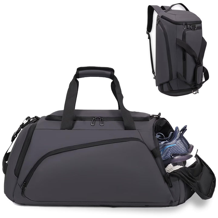 Sporttasche Herren mit Schuhfach Nassfach Gross 40L Reisetasche Rucksack Grau Duffel Fitness Bag Tra