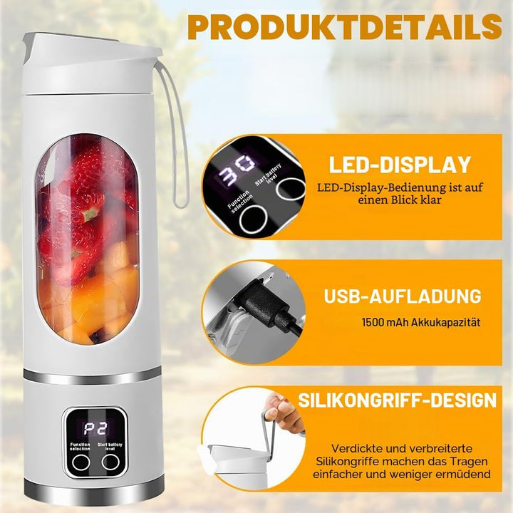Tragbarer Mixer Smoothie Maker to Go, 450ML Portable Blender USB Wiederaufladbar Standmixer Klein mi