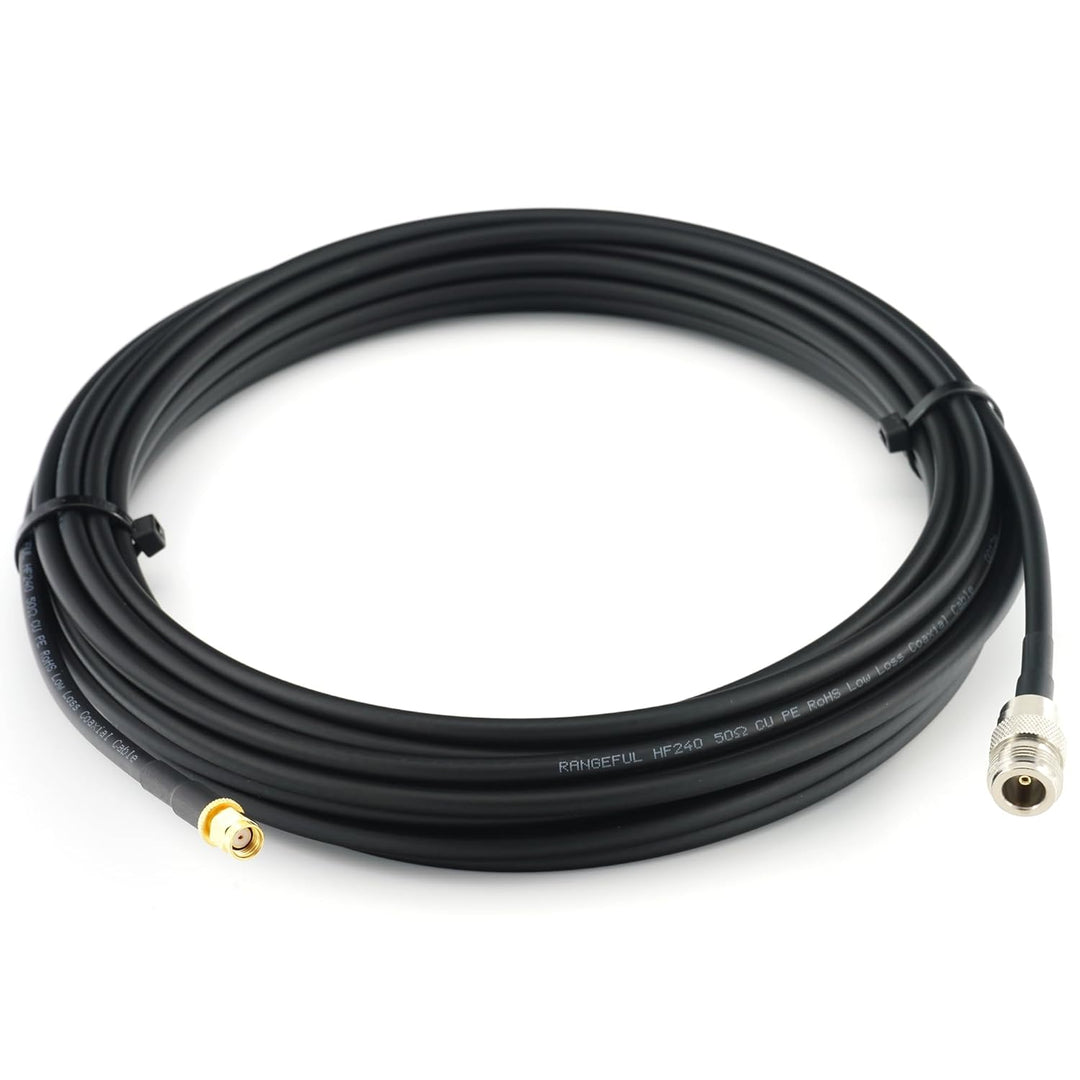 10m RP-SMA Stecker auf N Buchse Koaxialkabel — 10 Meter Verlustarmes HF-240 (LMR 240 Äquivalent) Ant
