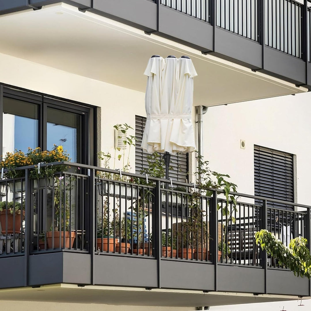 Sekey Doppelsonnenschirm mit Kurbel, UPF 50+ Sonnenschutz, XXL Garten-Sonnenschirm für Terrasse, Bal