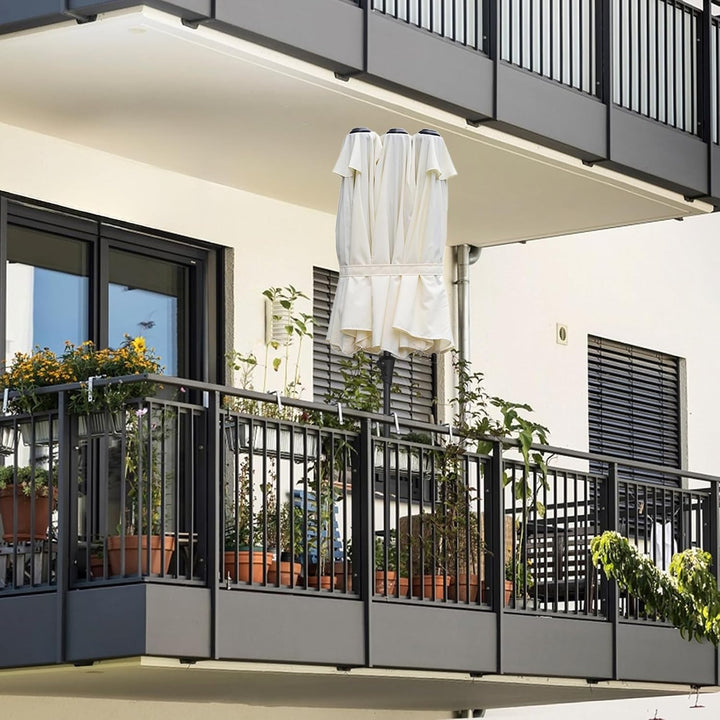 Sekey Doppelsonnenschirm mit Kurbel, UPF 50+ Sonnenschutz, XXL Garten-Sonnenschirm für Terrasse, Bal