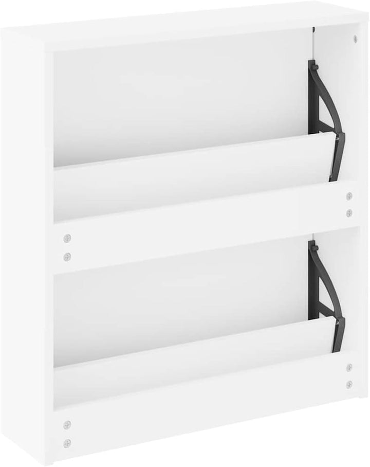 Festnight Schuhschrank mit 2 Fächern Schuhregal Schuhständer 2 Klappfächer Spiegel-Schuhschrank Spie