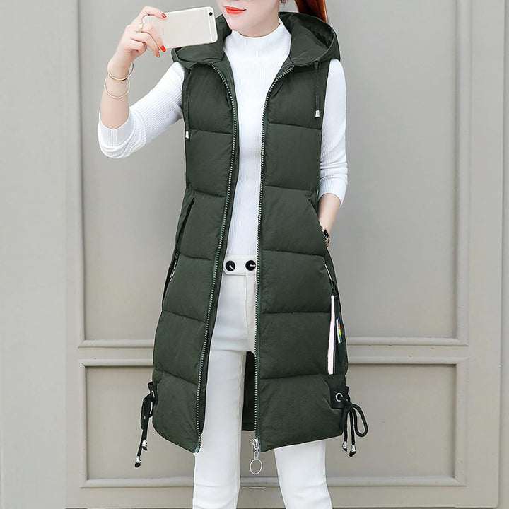 Chanpning Weste Damen Lang Winter Plus Size Long-Steppweste Lässige Pufferjacke Oversize Steppweste