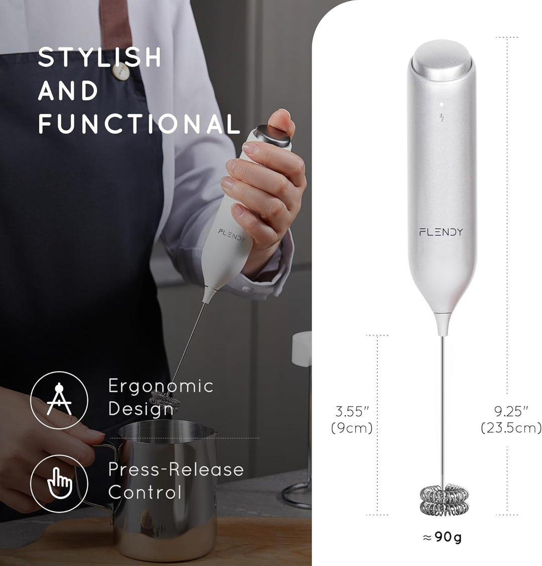 Wiederaufladbarer Hand Milchaufschäumer Stab, Aufschäumer Stab mit USB-C Ladehalterung, Mini Milchau