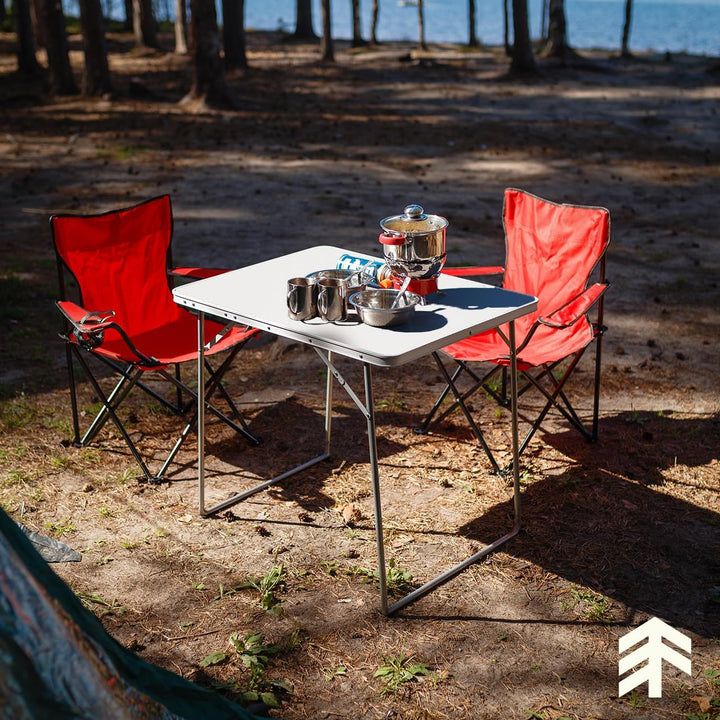 MalTec Campingtisch Klapptisch im Koffer 80x60X70cm Aluminium Weiss Gartentisch MDF leicht robust st