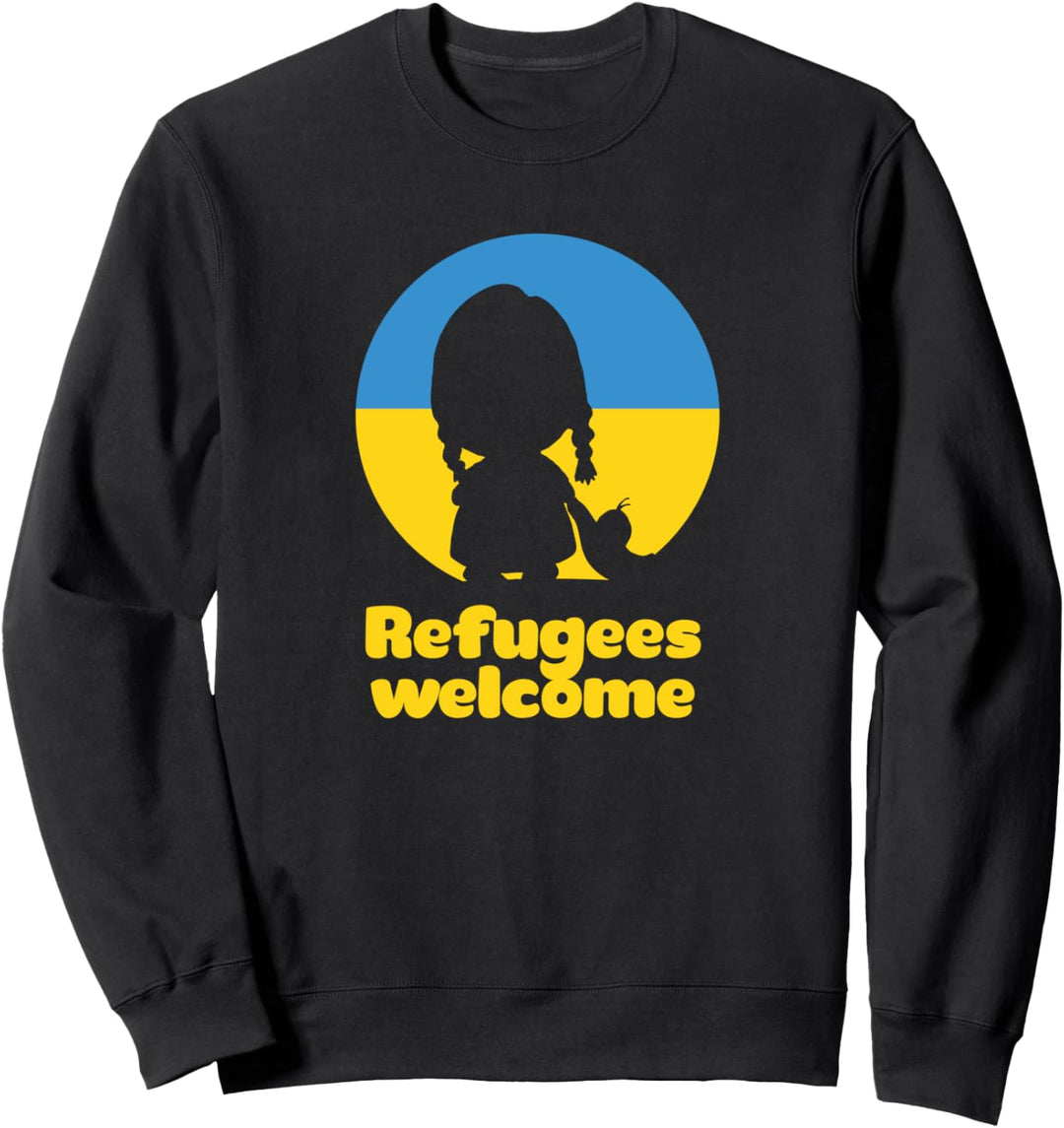 Niedliches Refugees Welcome in den Farben der Ukraine Sweatshirt