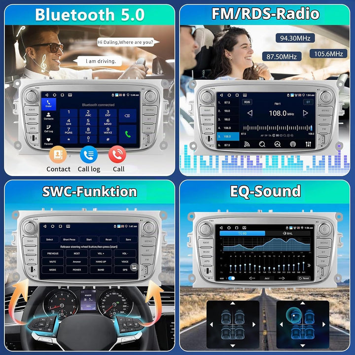 Qualcomm 8 Core 4GB+64GB Carplay Autoradio für Ford Focus II MK2/S-Max/Mondeo MK4/Galaxy II C-Max 06