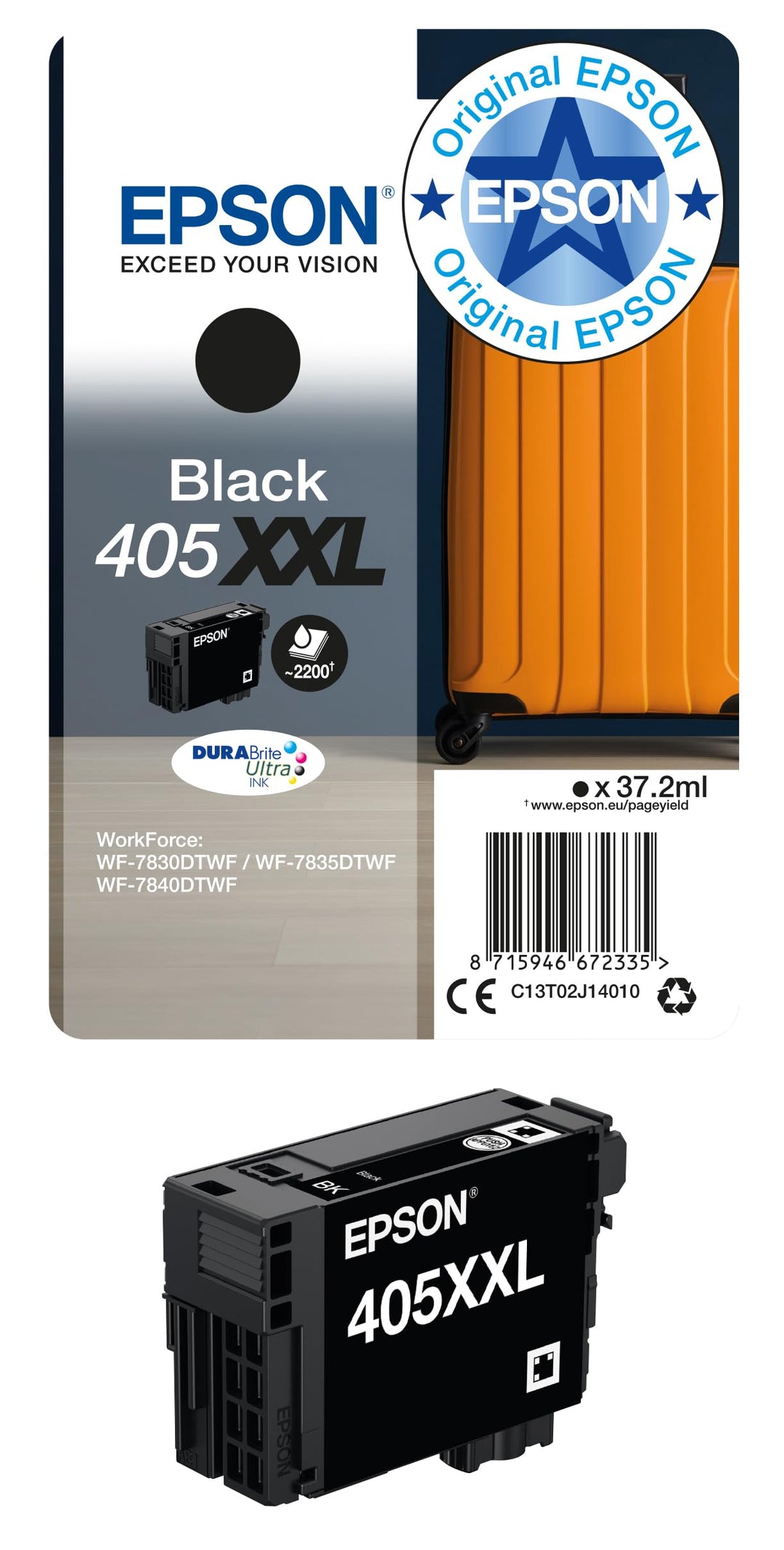 Epson Orginal 405XXL Tinte Koffer Singlepack schwarz XXL WF-7830DTWF WF-7835DTWF WF-7840DTWF WF-7310