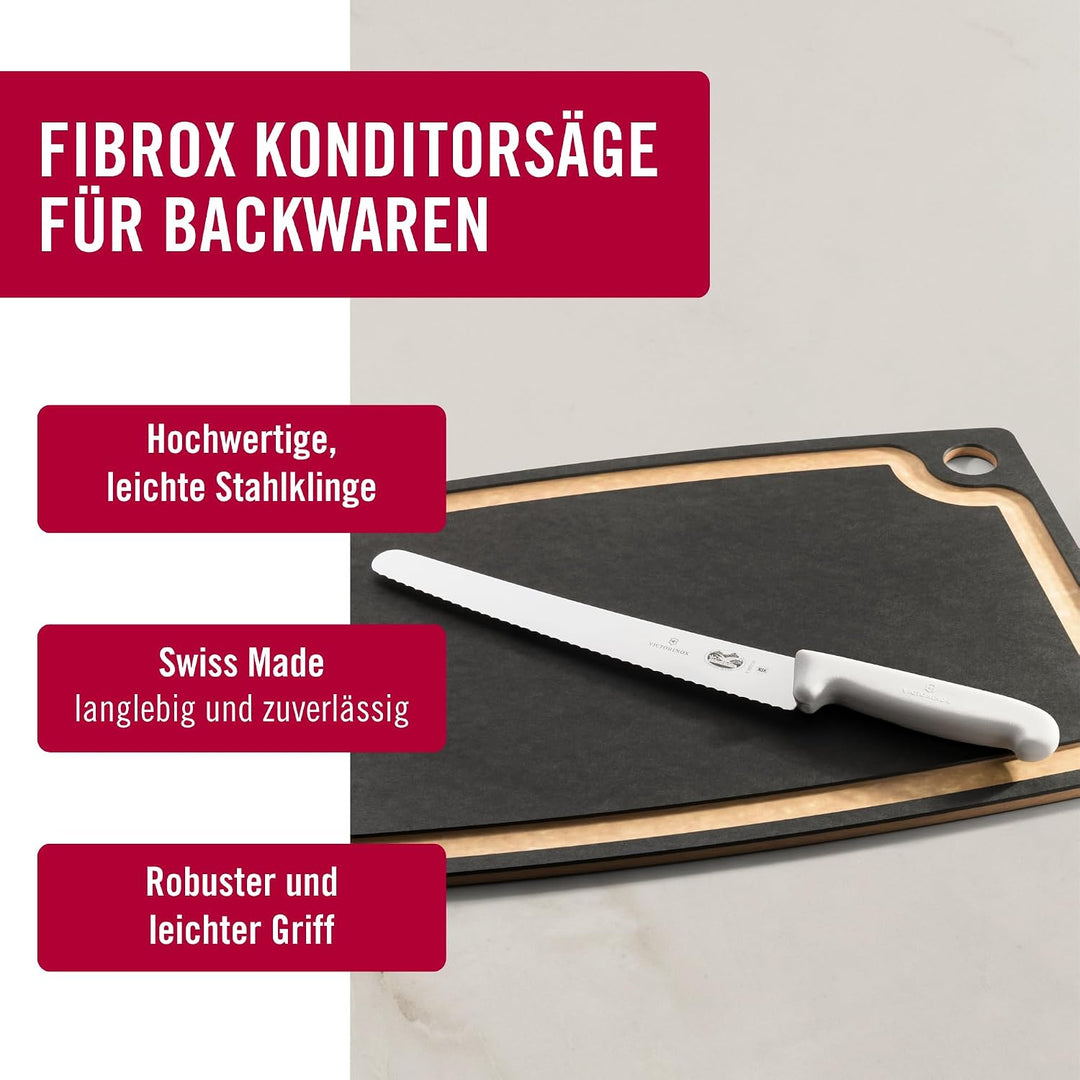 Victorinox Fibrox Konditorsäge mit Wellenschliff, Langes Küchenmesser für Kuchen und Backwaren, 26 c