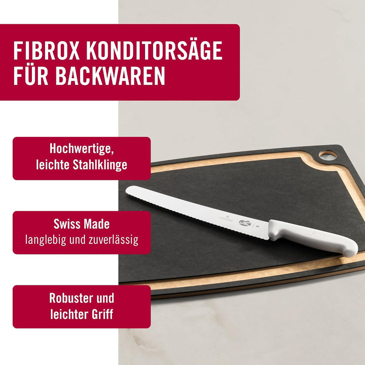 Victorinox Fibrox Konditorsäge mit Wellenschliff, Langes Küchenmesser für Kuchen und Backwaren, 26 c