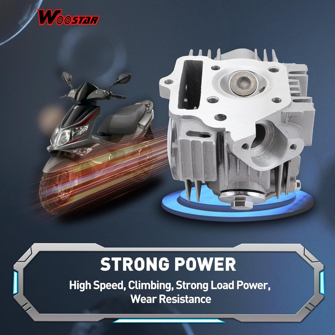 WOOSTAR 52,4 mm Big Bore Zylinder und Kopf 66mm Ventile mit Kolbenring Ersatz für 4-Takt 110ccm Chin