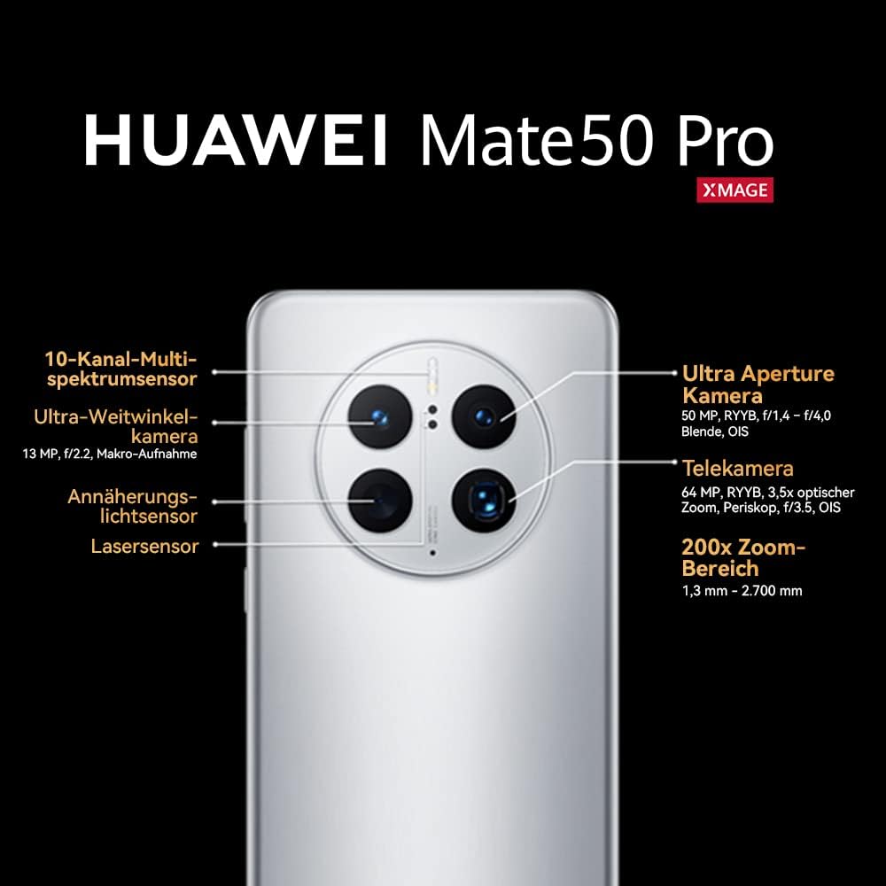 HUAWEI Mate 50 Pro, Ultra Aperture XMAGE Kamera, 8GB + 256GB, 66 W HUAWEI SuperCharge, 4700 mAh Hoch