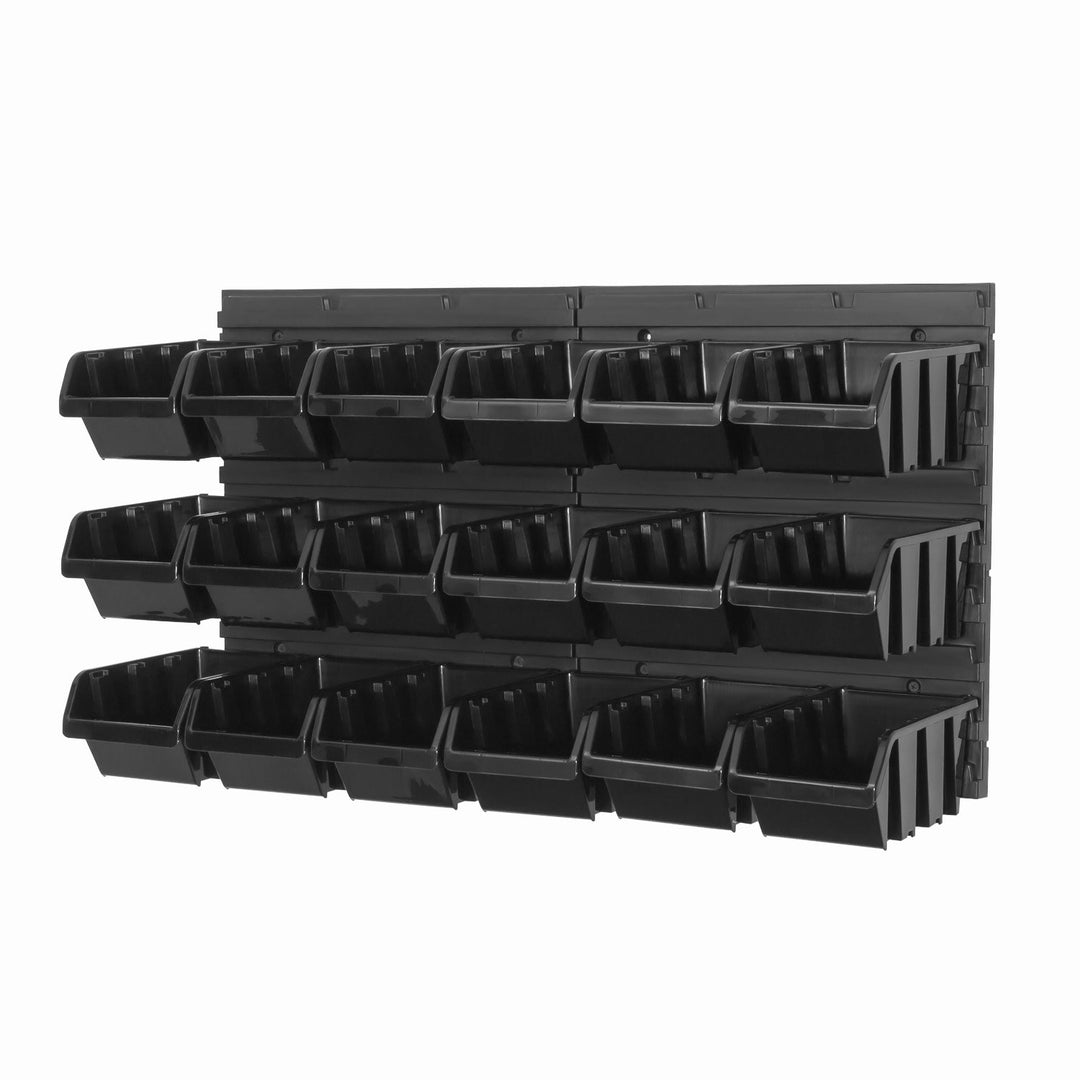 20 tlg. Wandregal Lagerregal Regale mit Stapelboxen Gr3 In Box schwarz Werkstatt, Schwarz