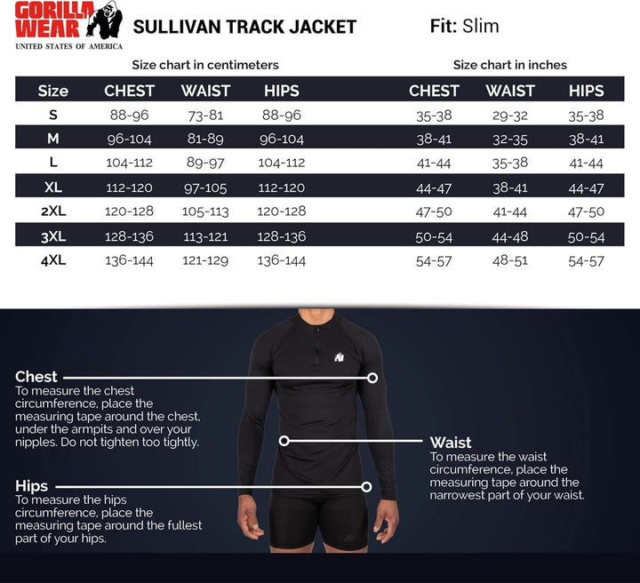 Gorilla Wear - Sullivan Track Jacket - Schwarz - Bodybuilding Sport Alltag Freizeit mit Logo Aufdruc