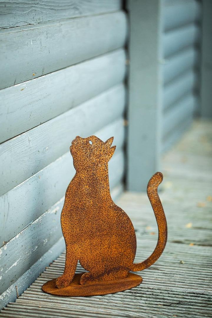 Bornhöft Gartenstecker Katze Mietze zum Stellen Metall Rost Gartendeko Edelrost rostige Gartendekora
