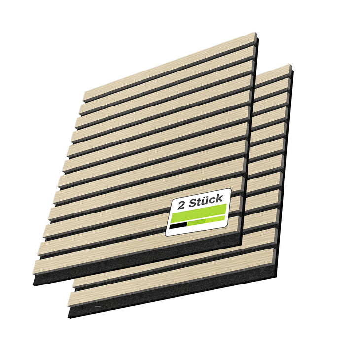 Aufun 2er-Set Akustikpaneele Holz Schallabsorbierende Wandverkleidung Selbstklebend 60x60 cm, Muster